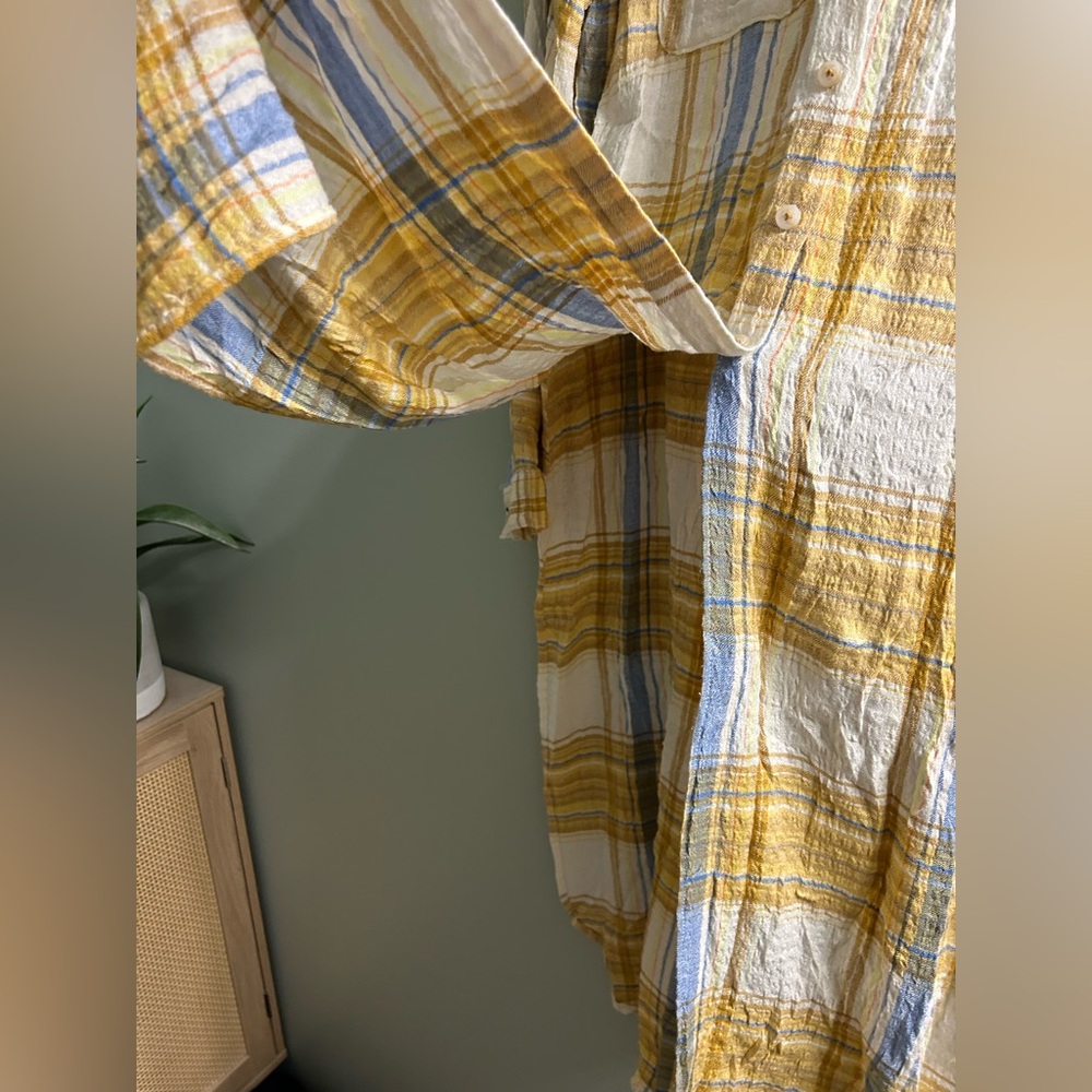 Pilcro for Anthropologie Side-Slit Maxi Tunic Buttondown Neutral Motif textured - Picture 10 of 11